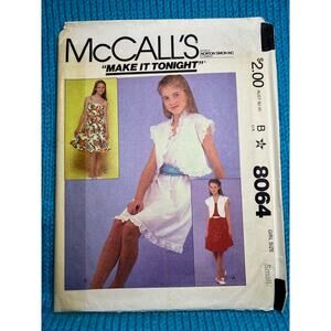 McCalls 8064 Sewing pattern girls apron dress bolero 1980s Size Small
